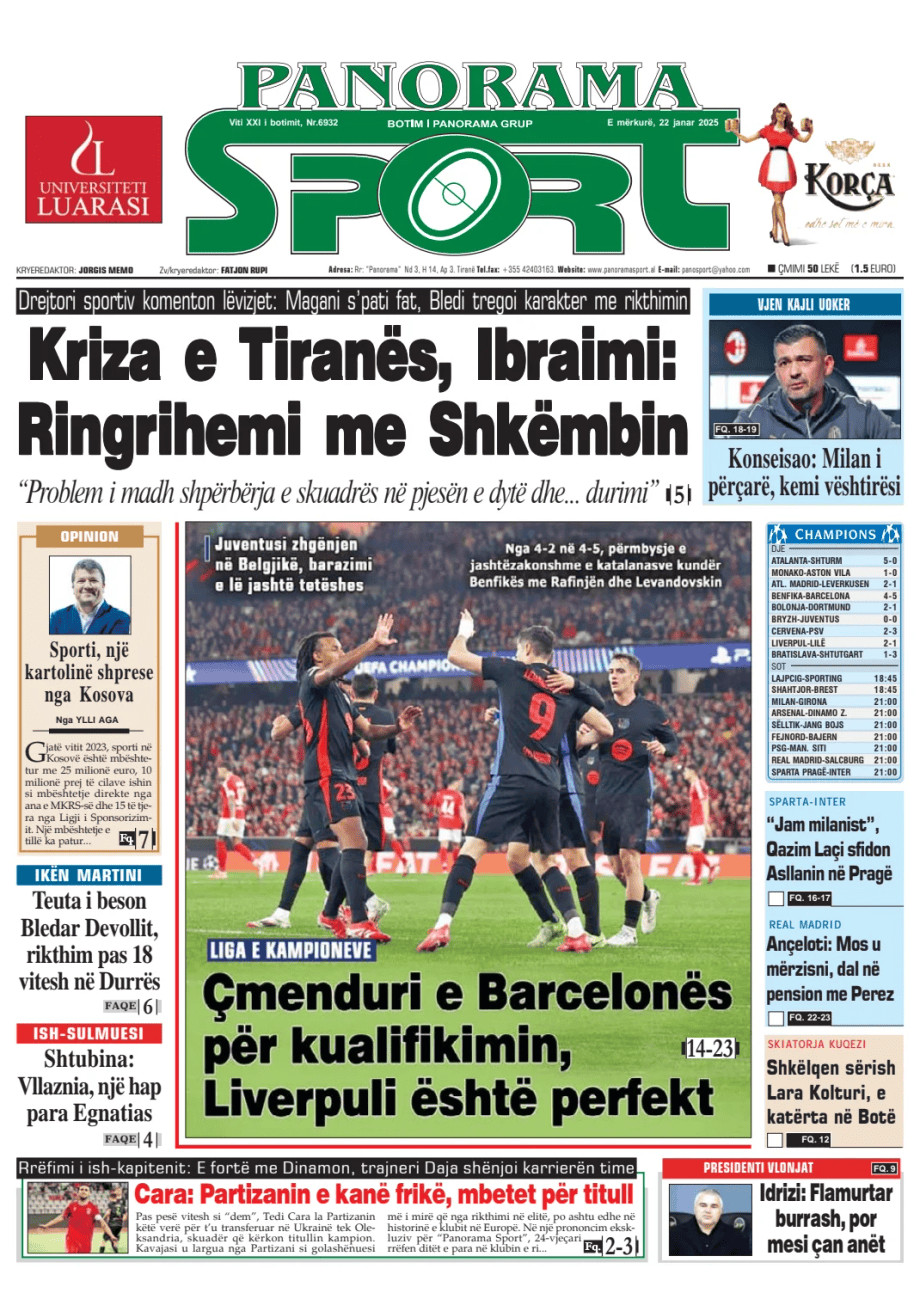 Prima-pagina-Panorama Sport-oggi-edizione-di-oggi-20250122